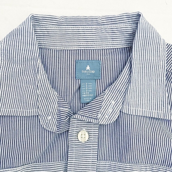 GAP Baby Gap Blue Striped Button-Down Shirt - Size 2 Years - Picture 3 of 8